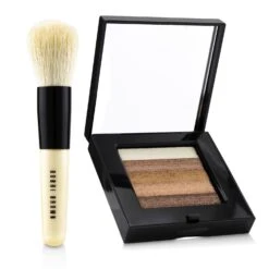 Bobbi Brown Bronze Shimmer Brick Set: Bronze Shimmer Brick Compact + Mini Face Blender Brush (Limited Edition) 2pcs